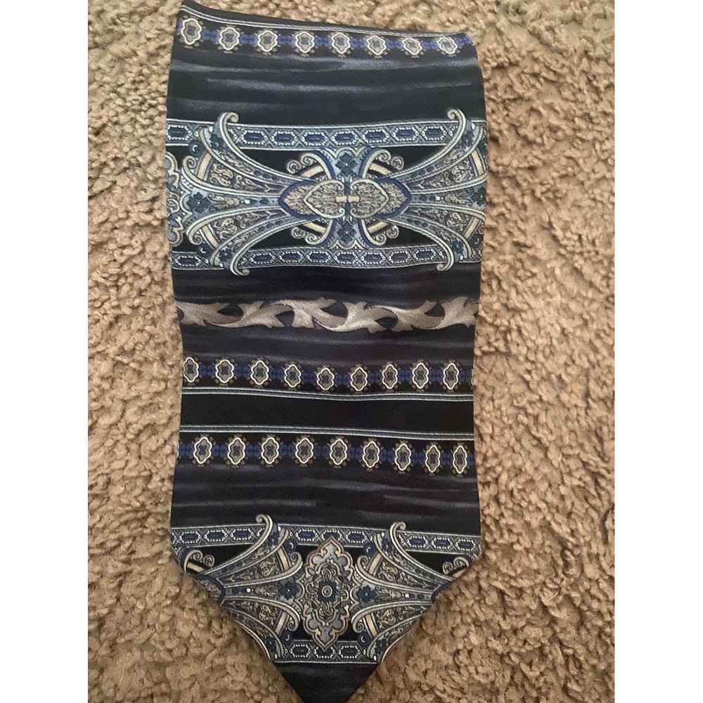 Navy Blue Mens Don Loper Beverly Hills Paisley Silk Necktie